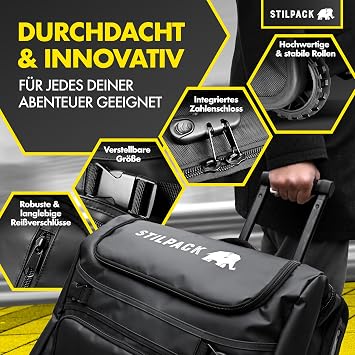 Travel Bag Wheels 120 L Large [Travel Trolley with Integrated Safety Lock] Travel Suitcase with Wheels Large Travel Bag Travel Bags for Men and Women Perfect for Holidays Outdoor Sports Suitcase STILPACK