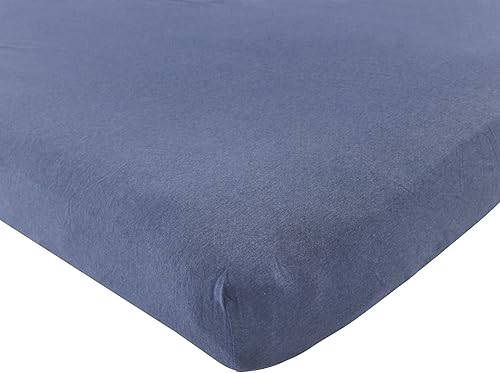 Hudson Baby Sábana bajera unisex de algodón para cuna, color azul marino jaspeado, talla única