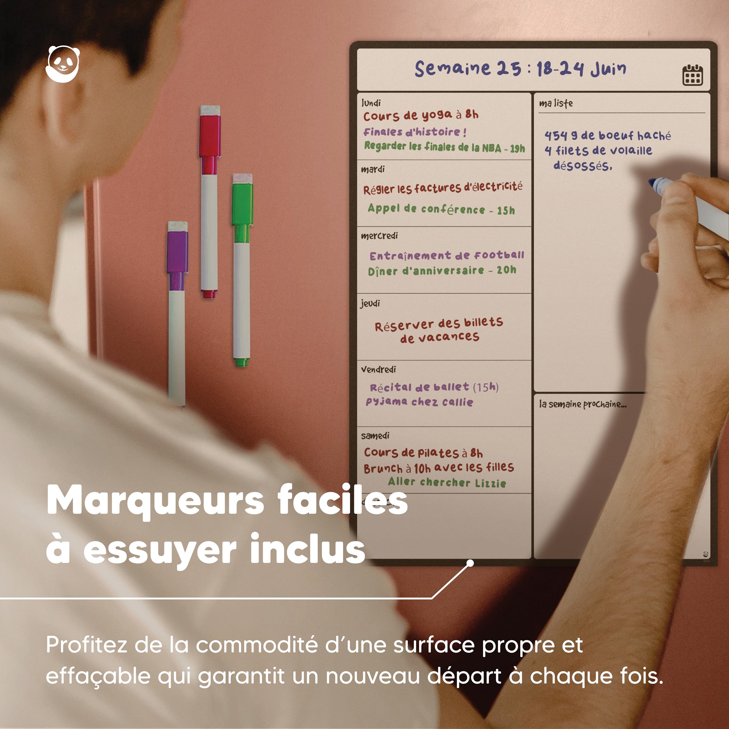 Smart Panda Calendrier Magnétique Frigo Planification Repas Familiaux A4 Français