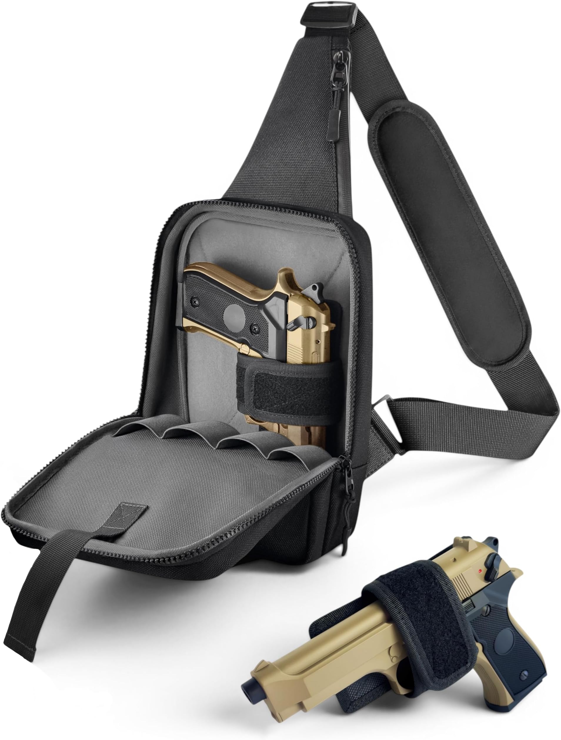 Premium Carry Sling Bag for Men with Quick Access Pull Tab and 4 Accessory Slots