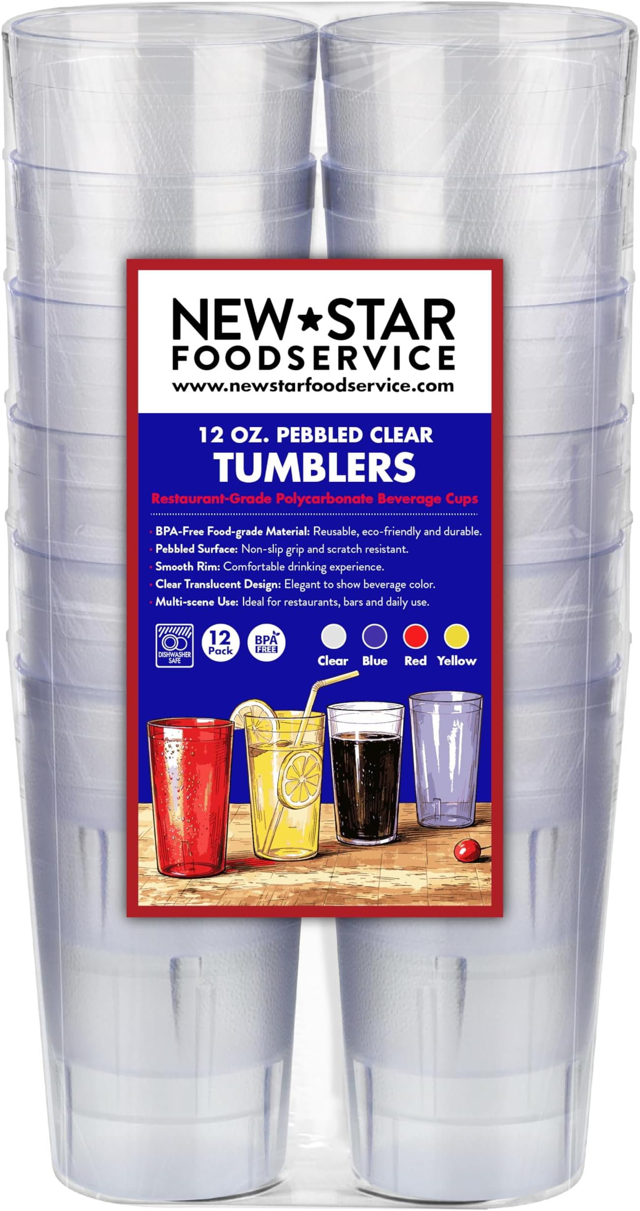 Restaurant-Grade Beverage Tumblers (Clear (Set of 12), 12 oz)