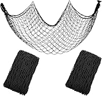 YuanDe 2 Pack 5x10ft Black Decorative Fishing Nets - Large Cotton Fishnet for Nautical Mermaid Pirate Beach Party Wall Hanging Photo Decor