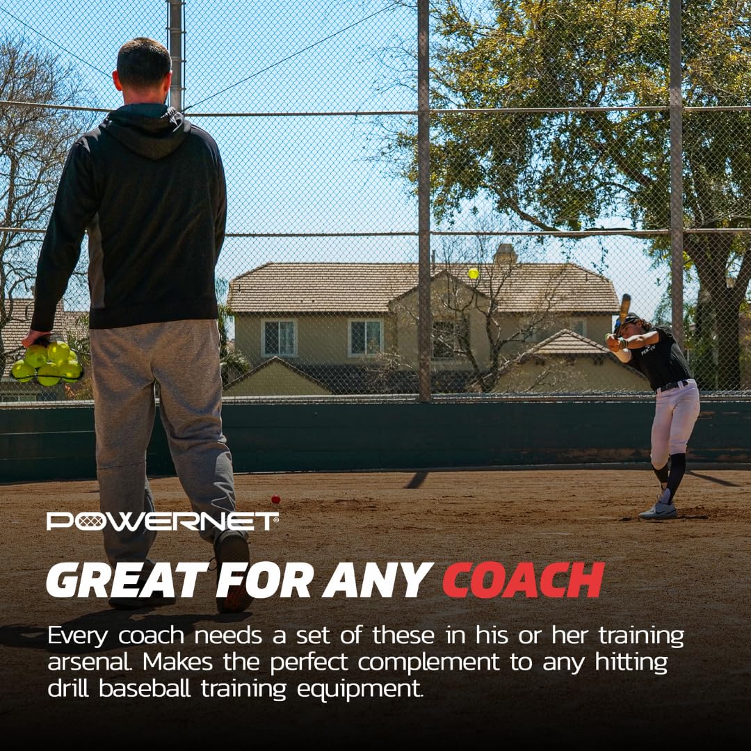 PowerNet Crusher & Micro Crusher - Entrenador de bateo de béisbol y sóftbol para mejorar la velocidad, potencia y coordinación, pelotas de práctica de bateo, paquete de 12 unidades o paquete de