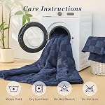 Sasttie Queen Comforter Set, 3-Piece Boho Tufted Bedding, Ultra Soft Brushed Checkered Bed Set for Bedroom, Guest Room & Dorm All-Season Use, with Plaid Geometric Design, Navy Blue