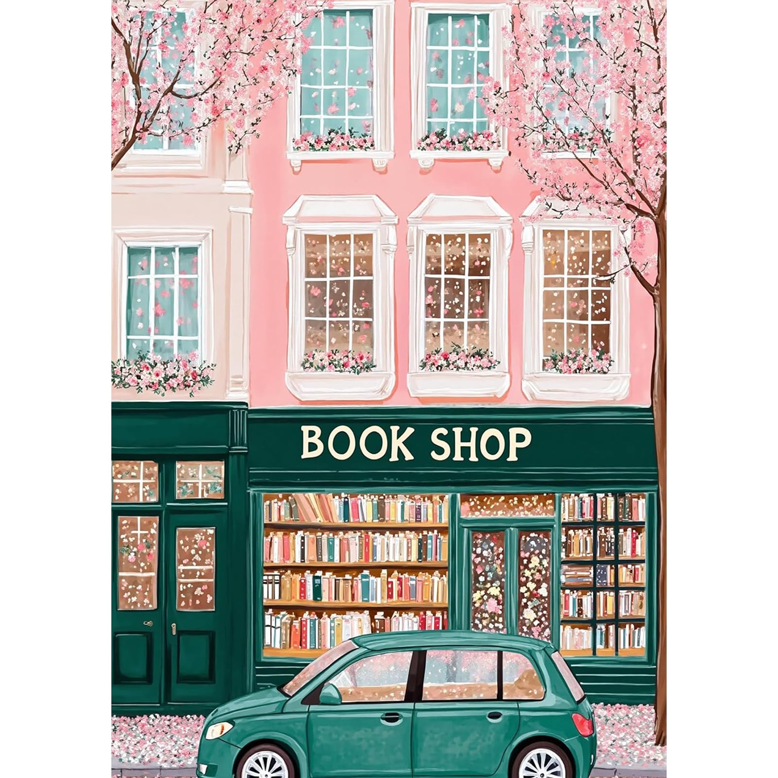 TLIOBLO Landscape Diamond Painting Adults, 5D DIY Diamond Painting Pink House Kits for Adults Beginners, Full Drill Round Diamond Art Pictures Craft Set Gifts 30X40cm — image 1