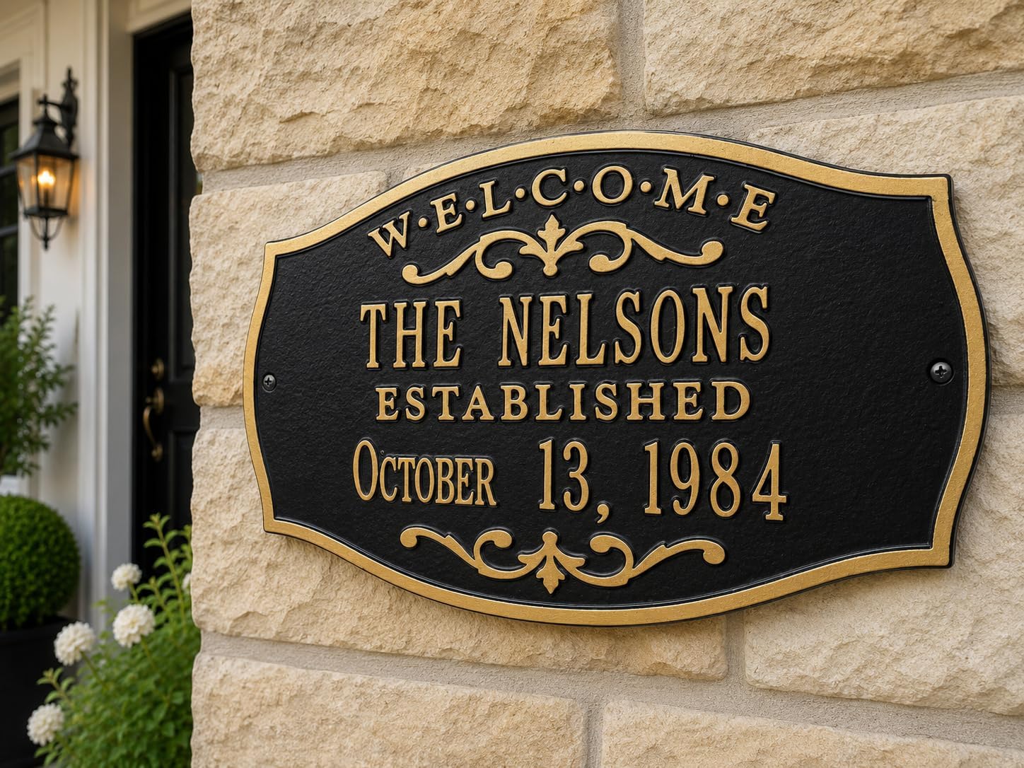 Whitehall Custom house plaque. Display your Family Name and EST. Date. Made in the USA. Made from solid metal. 12 COLORS