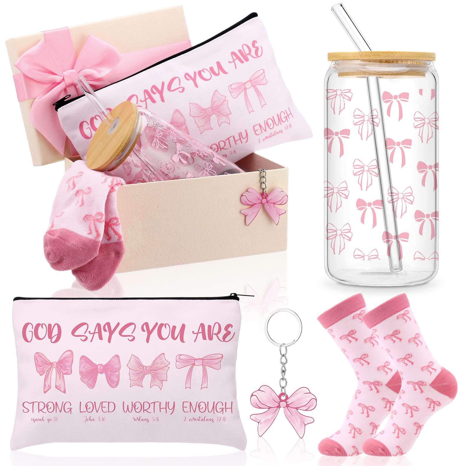 Amazon.com: Boao 5 Pcs Pink Coquette Gift Set with Glass Cup