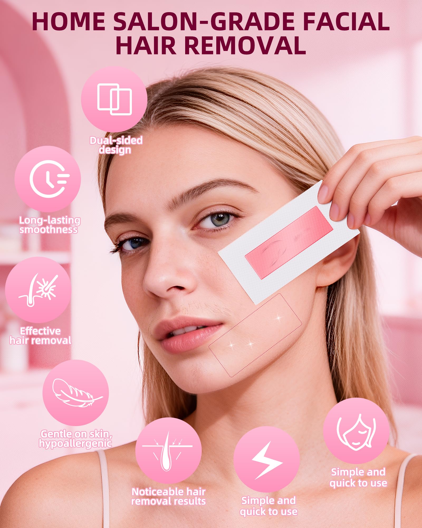 eodaimia 48pcs Wax Strips For Face, 48 Facial Wax Strips For Women, Waxing Kit For Women's Face, Eyebrow, Lip, Bikini, Chest, Body & 4 Calming Oil Wipes, Face Waxing Strips For All Skin Types — view 5