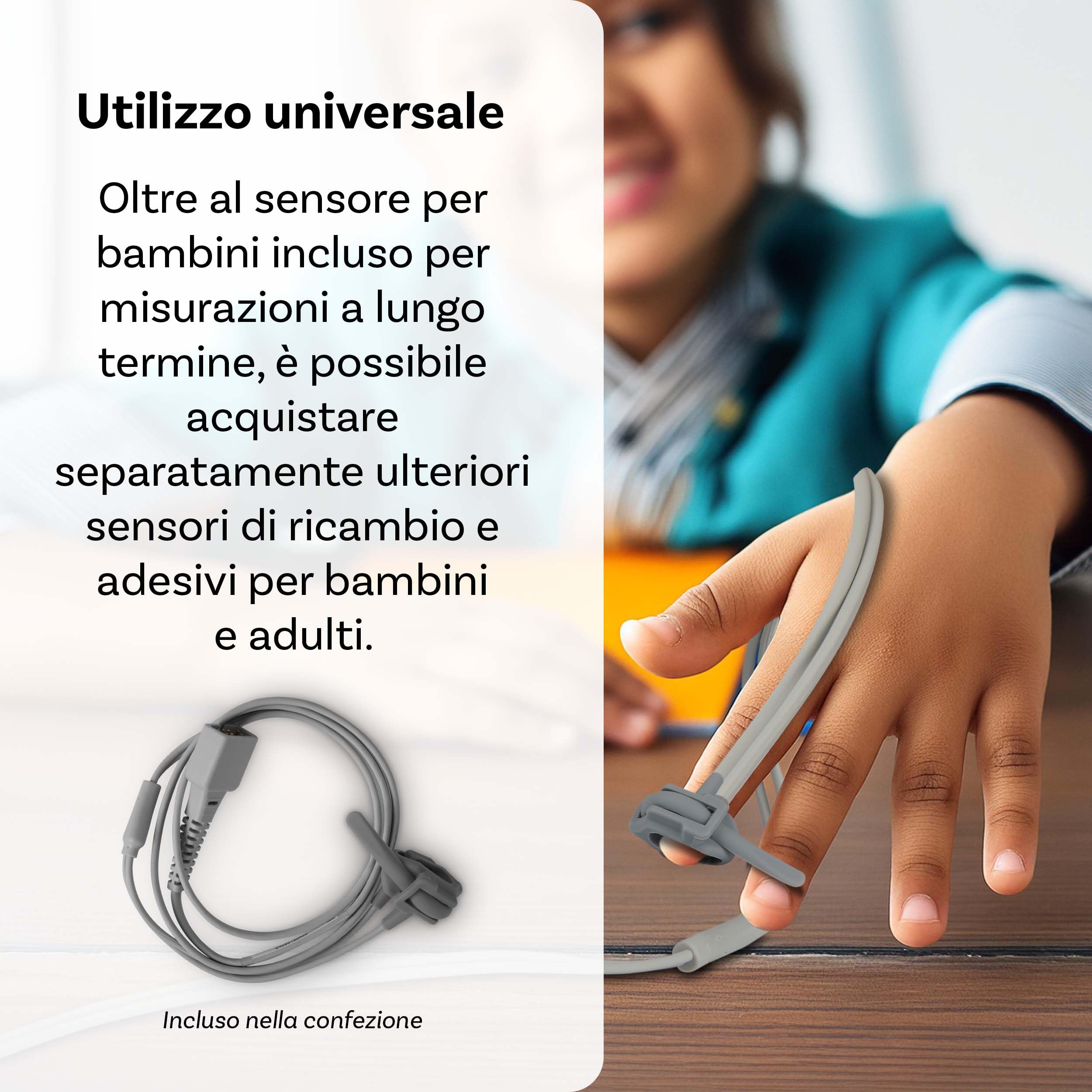 Pulox PO-650B - Pulsossimetro da dito con sensore esterno per neonati - Misurazione di SpO2 e polso in infanti e bambini