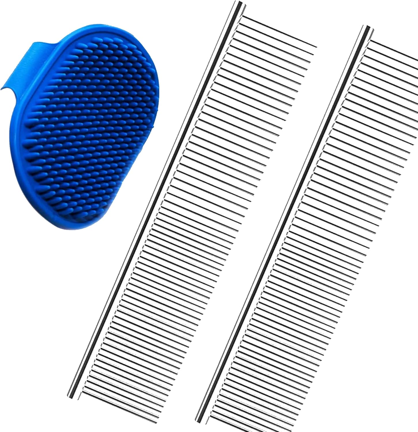 2 Pack Pet Hair Grooming Comb and 1 Pack Dog Bath Brush Pet Stripping