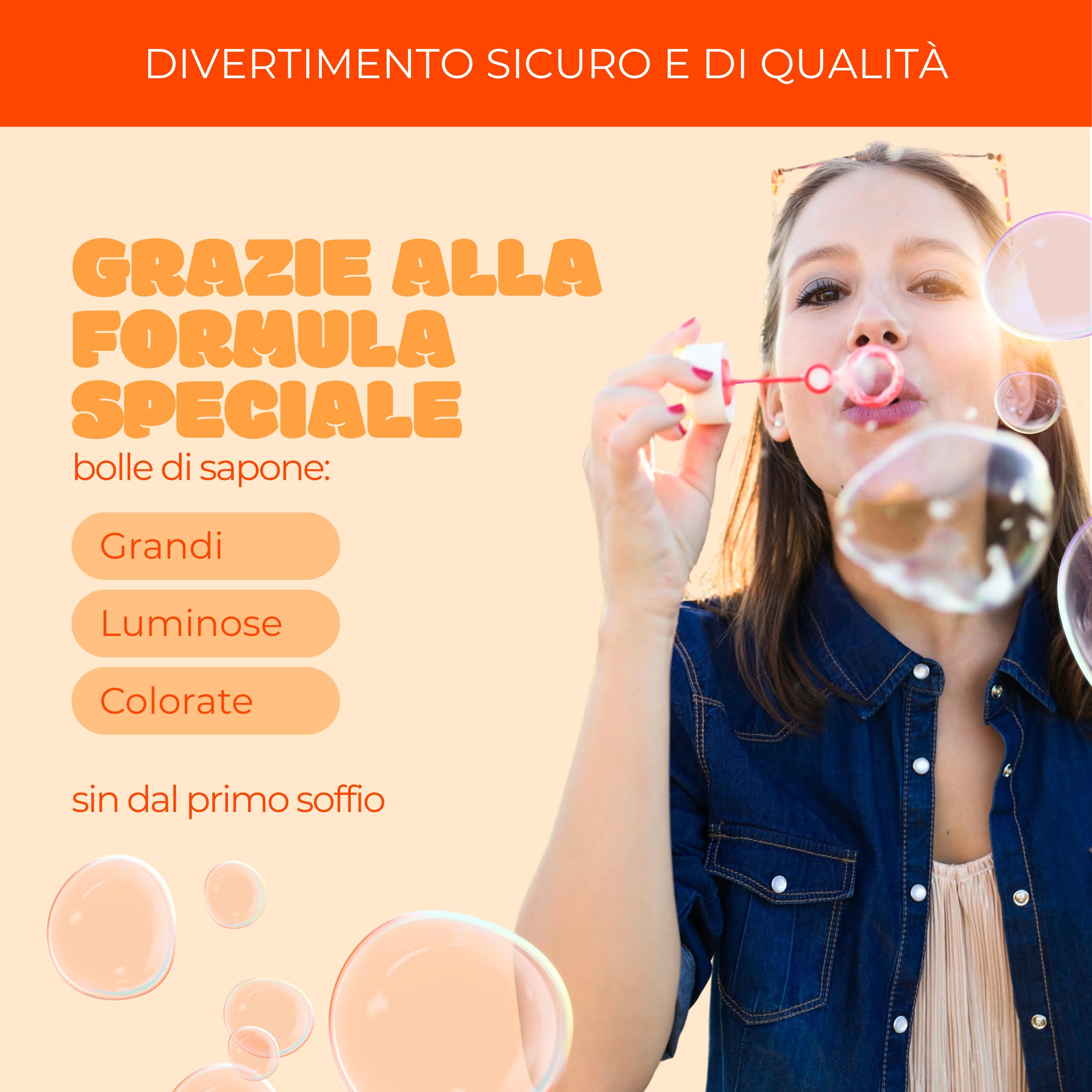 Bolle di Sapone Multicolore Made in Italy Confezione da 12pz - Bubble World Party Bubbles