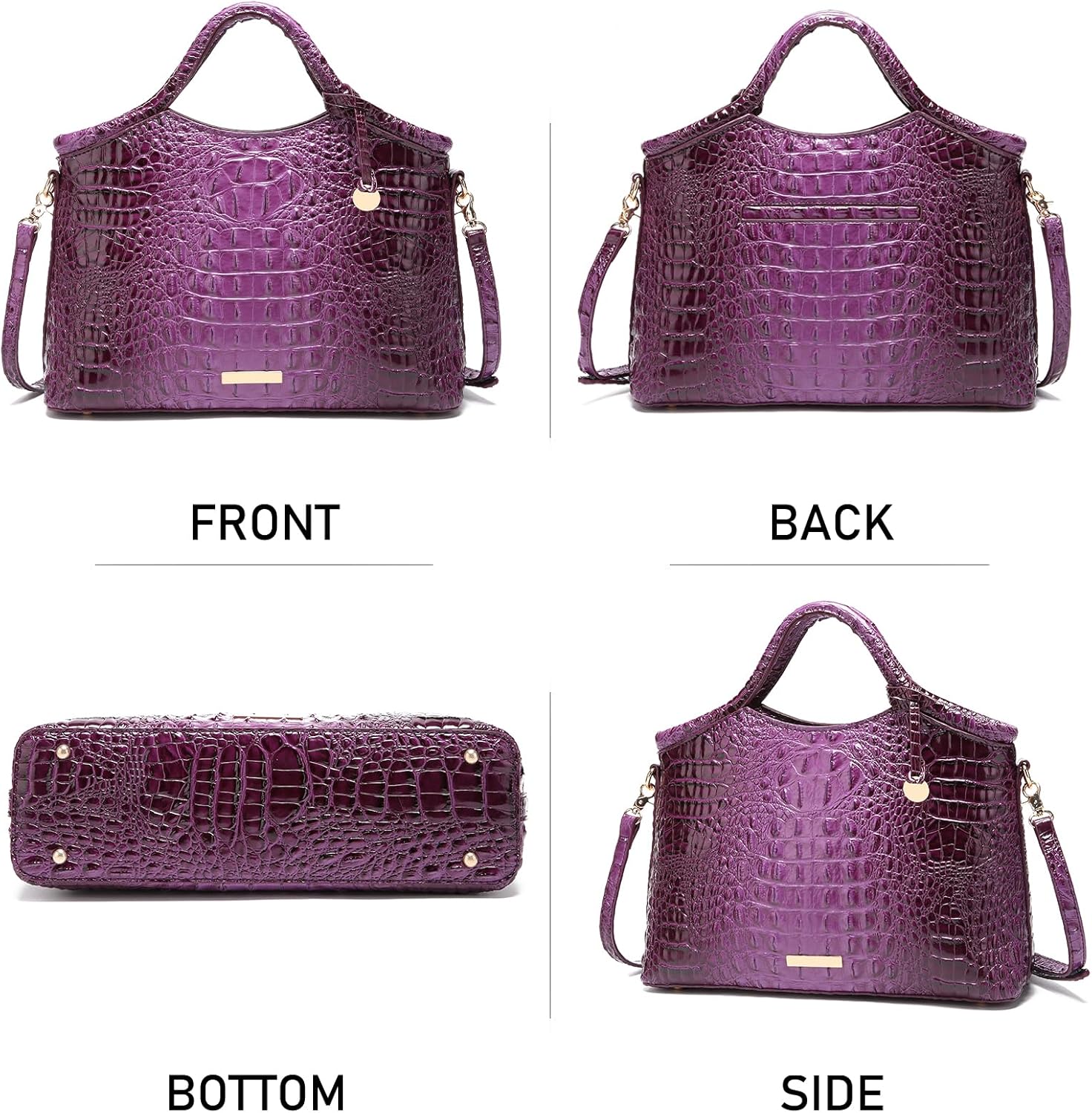 Crocodile Pattern Gradient Top Handle Satchel Large Capacity Tote Bag Casual Versatile Commuter Bag Leather | Crocodile Pattern, Gradient, Top Handle, Large Capacity, Casual, Versatile - Image 3