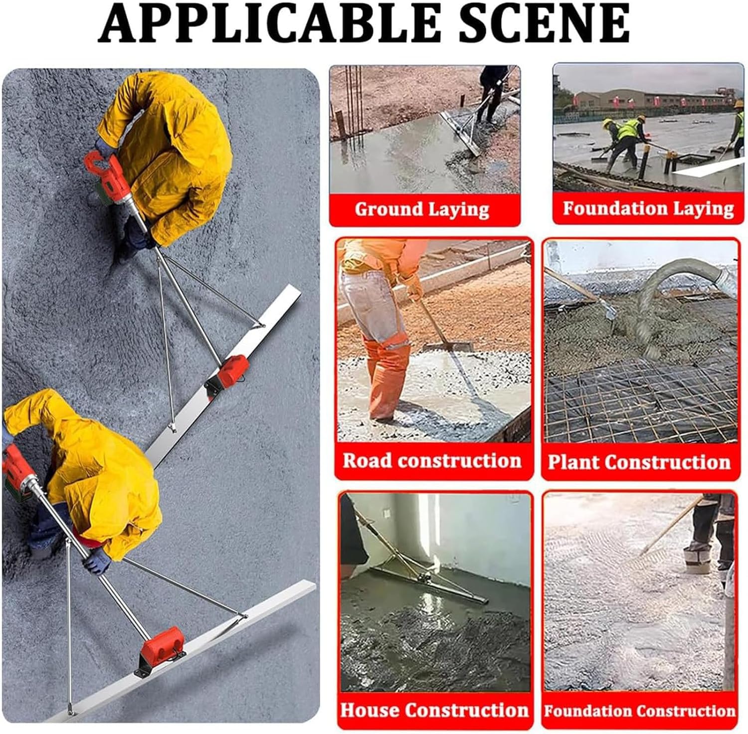 Outil vibrant pour béton,kit vibrant pour chape en béton électrique,règle de nivellement de surface en béton alimentée par batterie, Structure Fixe Triangulaire pour Chape en béton ,1.2M,2battery