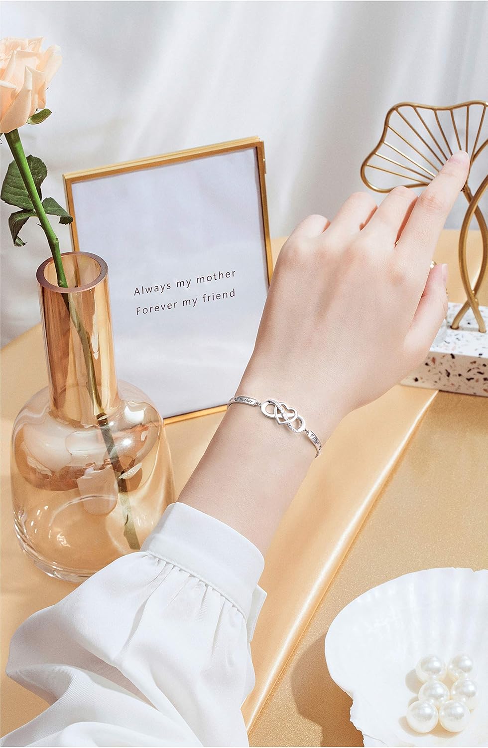 Mothers Day Gifts 925 Sterling Silver Infinity Love Heart Bracelet With Inspirational Message for Mother Daughter Sister Wife, Adjustable Length Bangle Bracelets Friendship Jewelry for Women Girls - Image 2