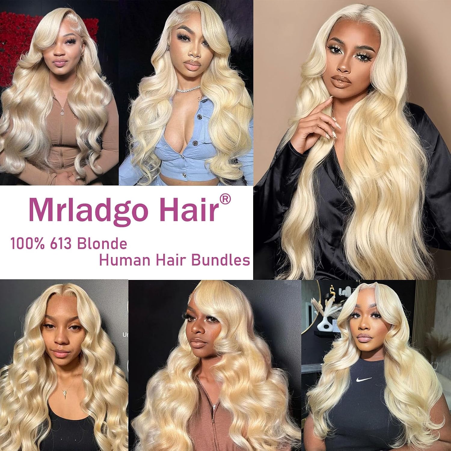 613 Blonde Bundles Human Hair Body Wave 16 Inch,100% Unprocessed 14A Grade Brazilian Virgin Raw Weave Bundles Human hair 1 Bundle Blonde Body Wave Bundles Human Hair Extensions for Women