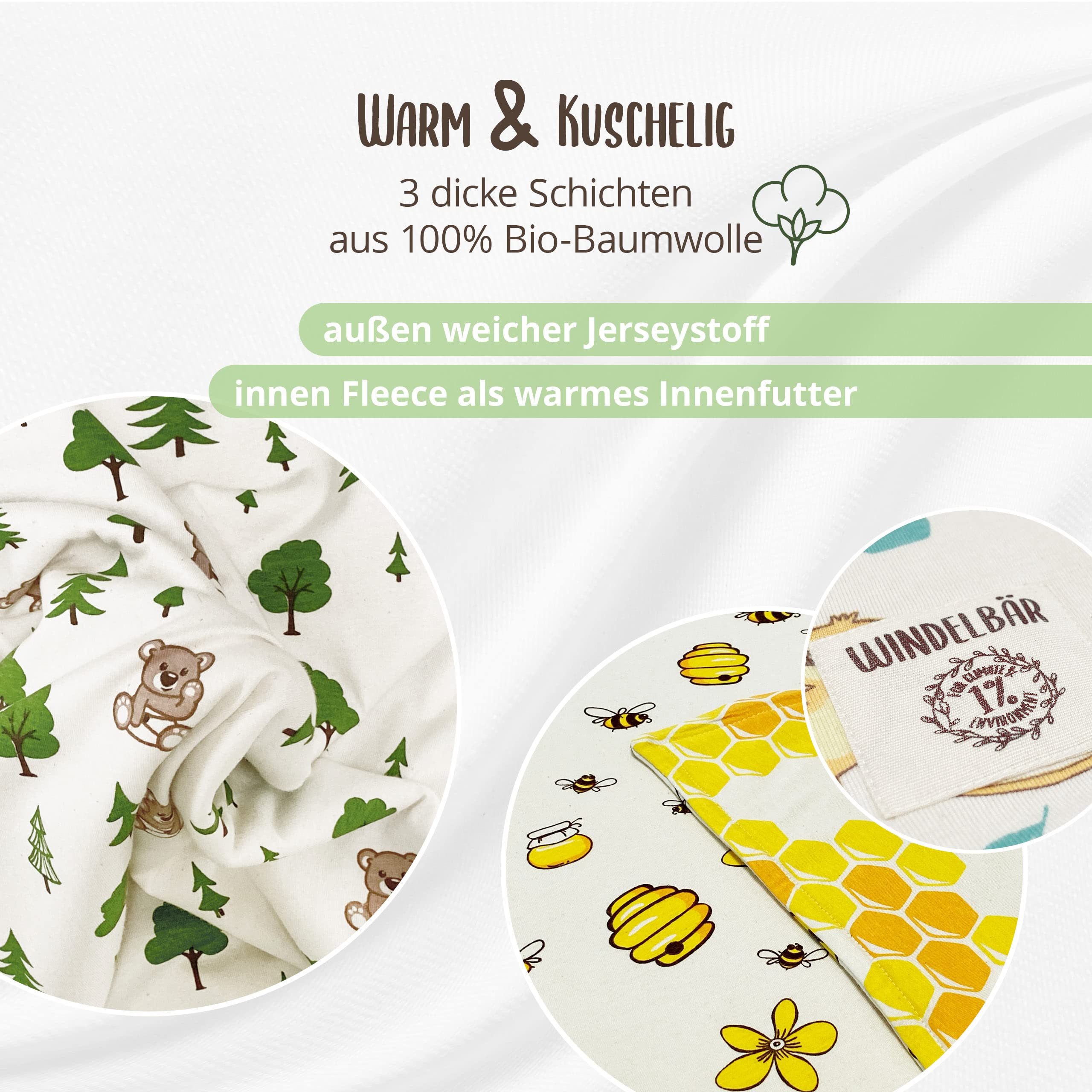 Manta para bebé de bosque, gruesa 75 x 100, hecha de 100% algodón orgánico, certificado GOTS & ÖKOTEX, 1 unidad