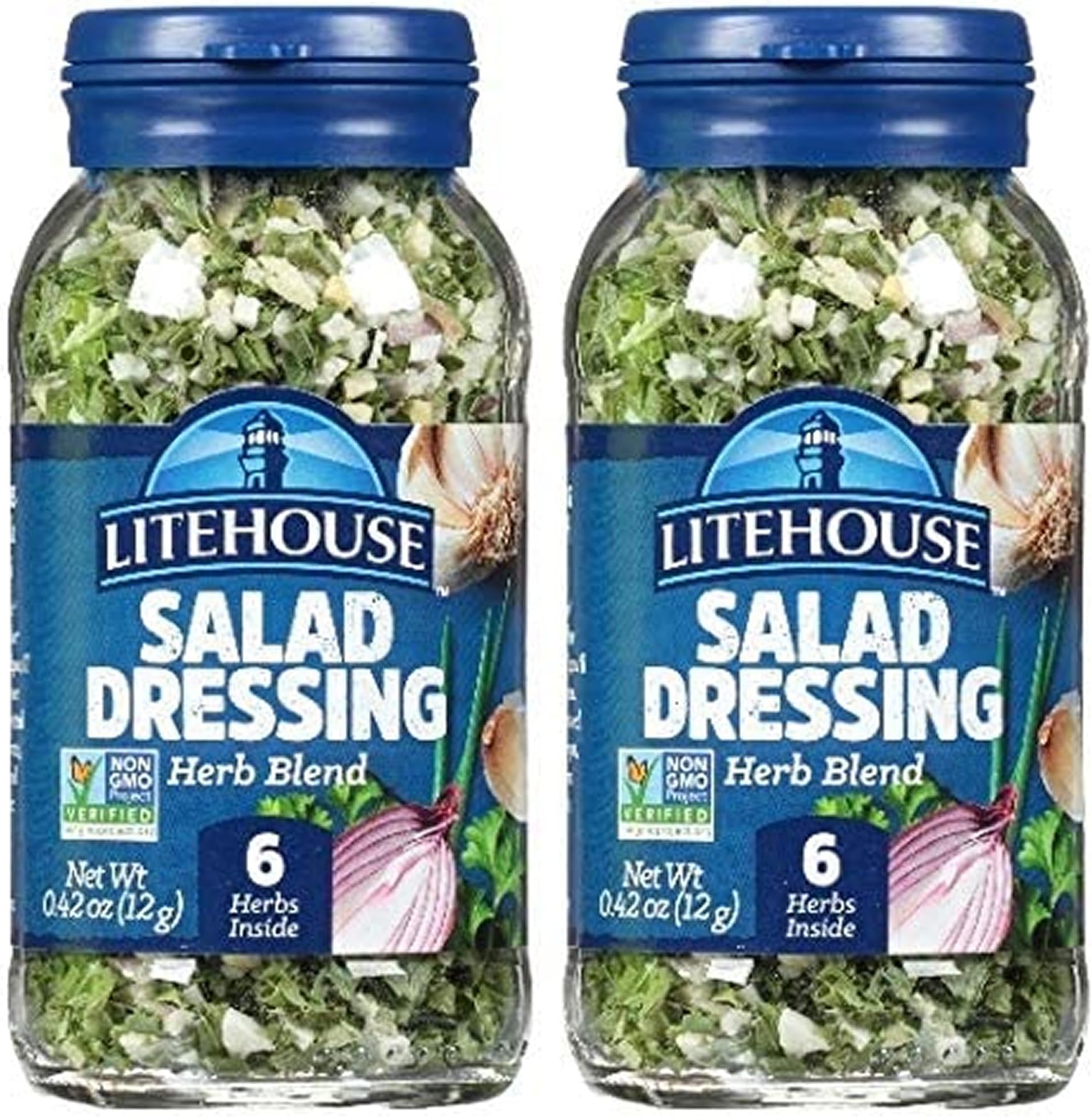 LITEHOUSE Freeze Dried Salad Dressing Herb Blend - Substitute For Fresh Salad Dressing, Fresh Herb Blend, Jar Equal To Blend Of 6 Herbs, Organic, Salad Seasoning, Non-Gmo, Gluten-Free - 0.42 Ounce, 2-Pack