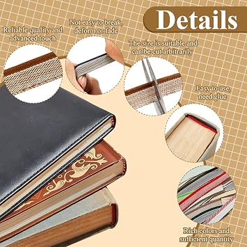 48 Pcs Book Binding Headbands Endbands 11.8 Inches Long Medium Cotton Book Headband Binding Kit for Beginners, 0.5 Inch Wide, 24 Colors