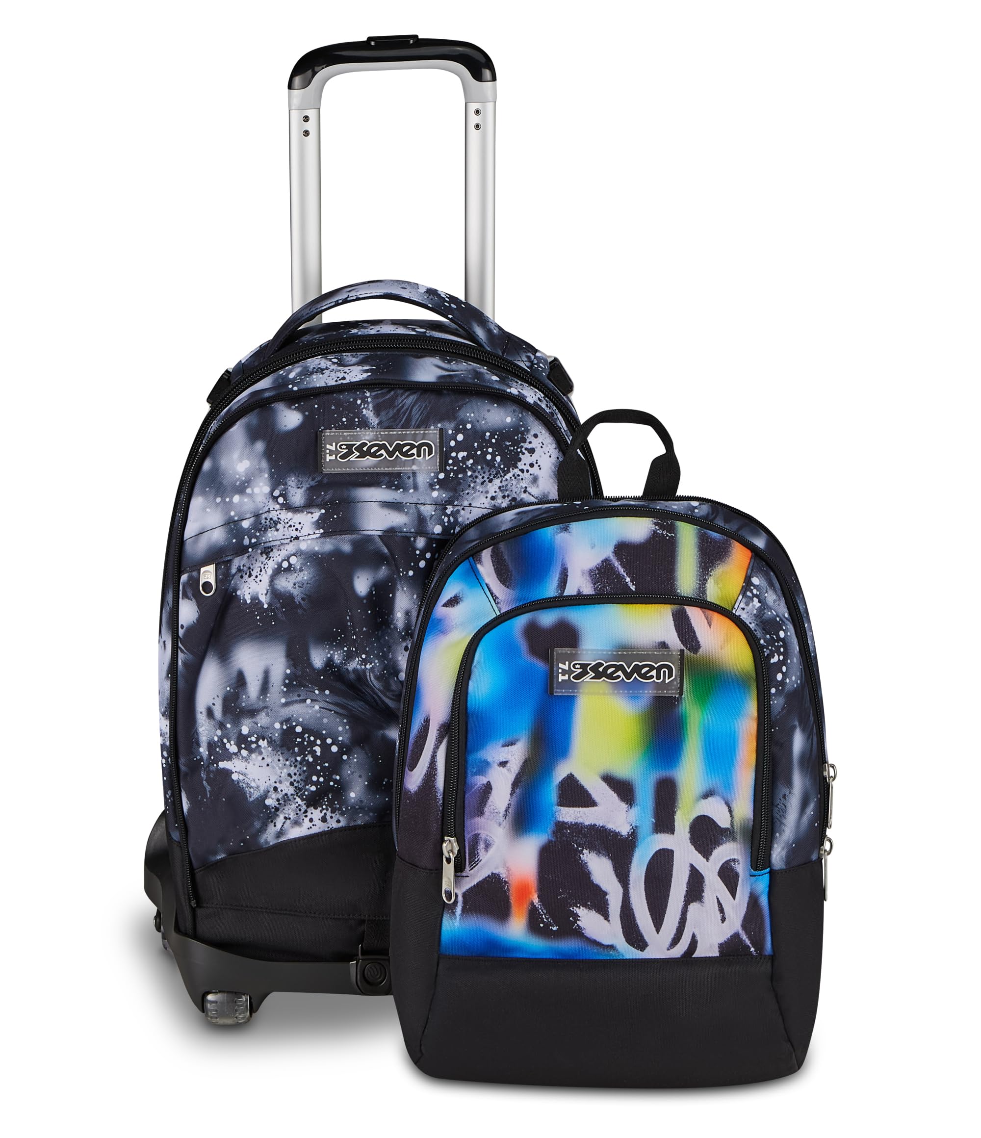 Seven Trolley Scuola Jack 8 Ruote Detach BUZZY NOTE BOY, Multicolor, 43 L, Scomponibile, Zainetto staccabile, 4 in 1, Cross-over System, Multifunzione, Scuola elementare e media, Bambini, Ragazzi