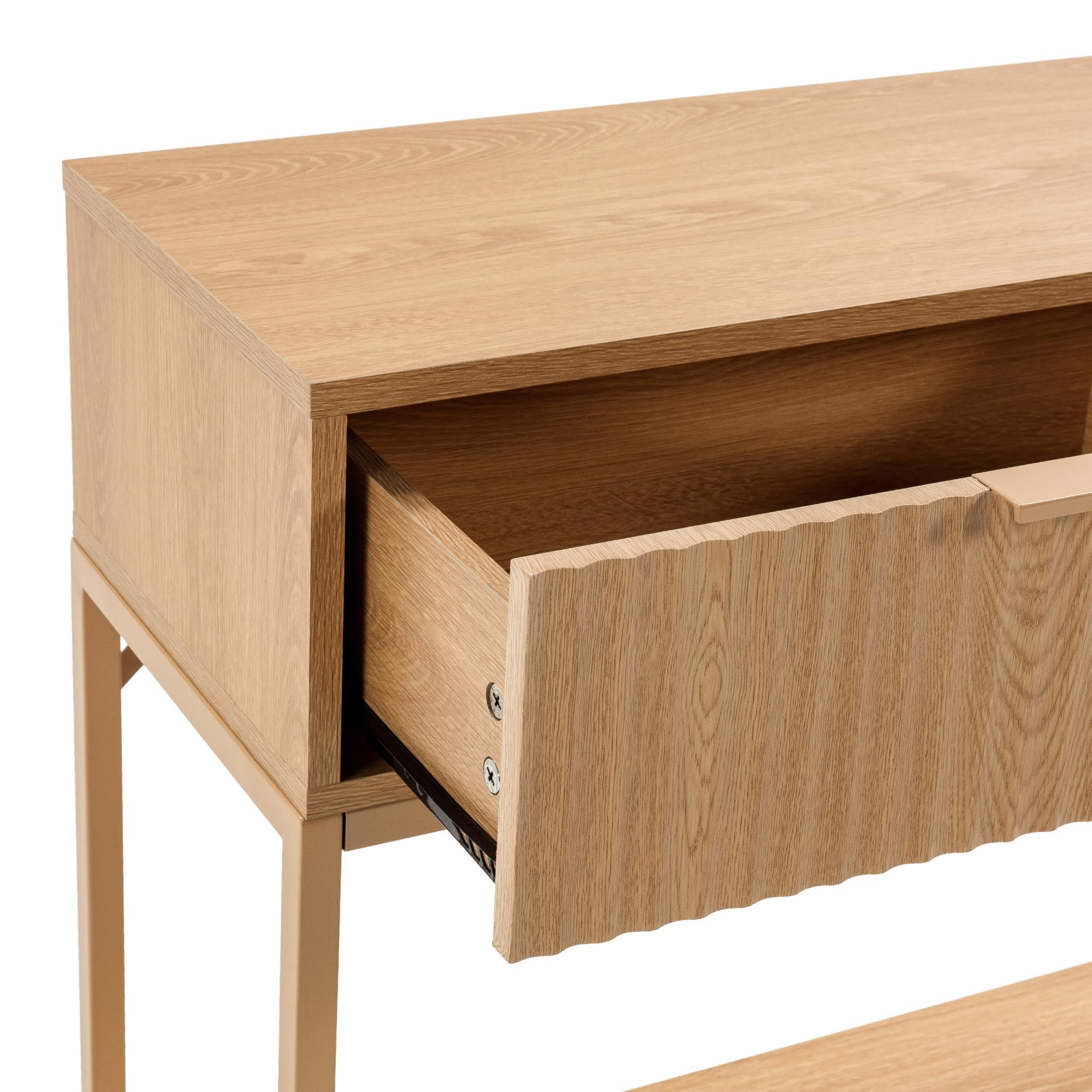 HOMN LIVING Mesa Consola recibidor Lluvia 2 cajones Color Roble, 100 cm (Ancho) 30 cm (Profundo) 80 cm (Altura)