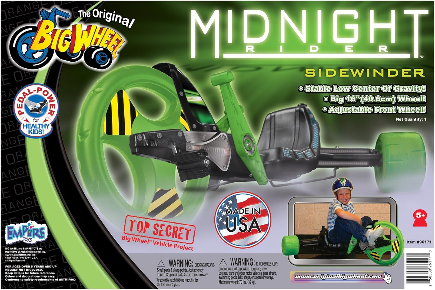 Big Wheel Midnight Rider Ride On, One Color