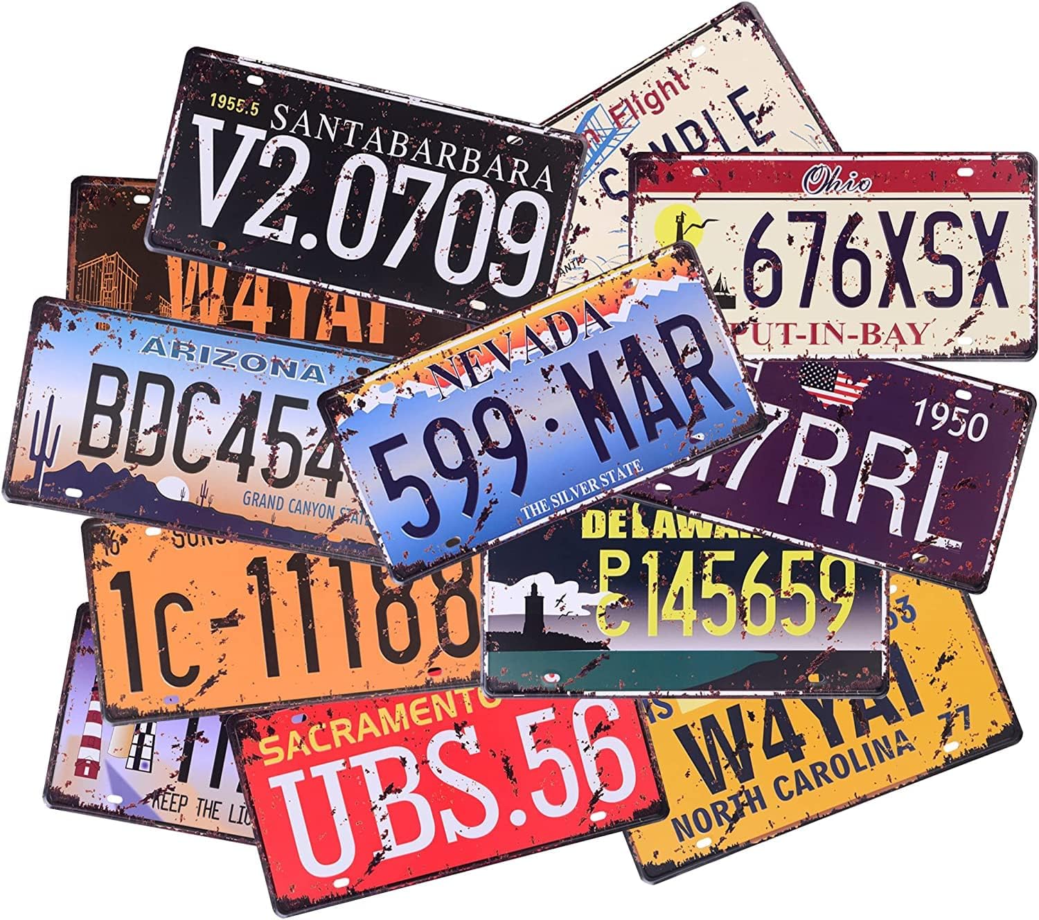 12 Pieces Assorted Retro Vintage States Number Tags