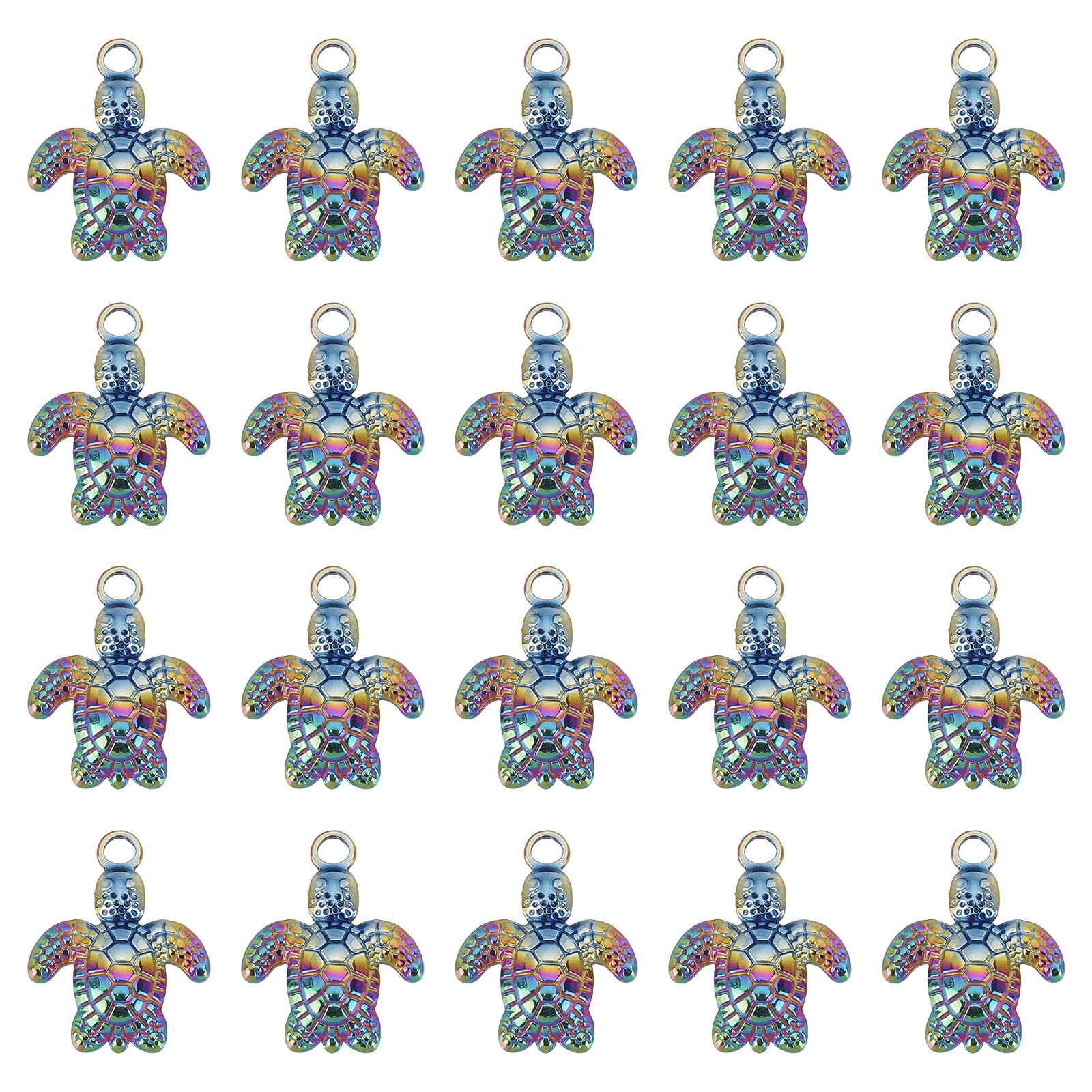 SUNNYCLUE 1 Box 20Pcs Turtle Charms 304 Stainless Steel Turtle Charm Tortoise Charms Bulk Ocean Hawaii Lucky Charm for jewellery Making Charms DIY Necklace Earrings Bracelet Women Adults Craft Supply