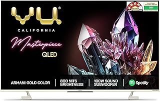 Vu 139 cm (55 inches) The Masterpiece Glo Series 4K Ultra HD Smart Android QLED TV 55QMP (Armani Gold) (2022 Model) | Built in 4.1 Speaker