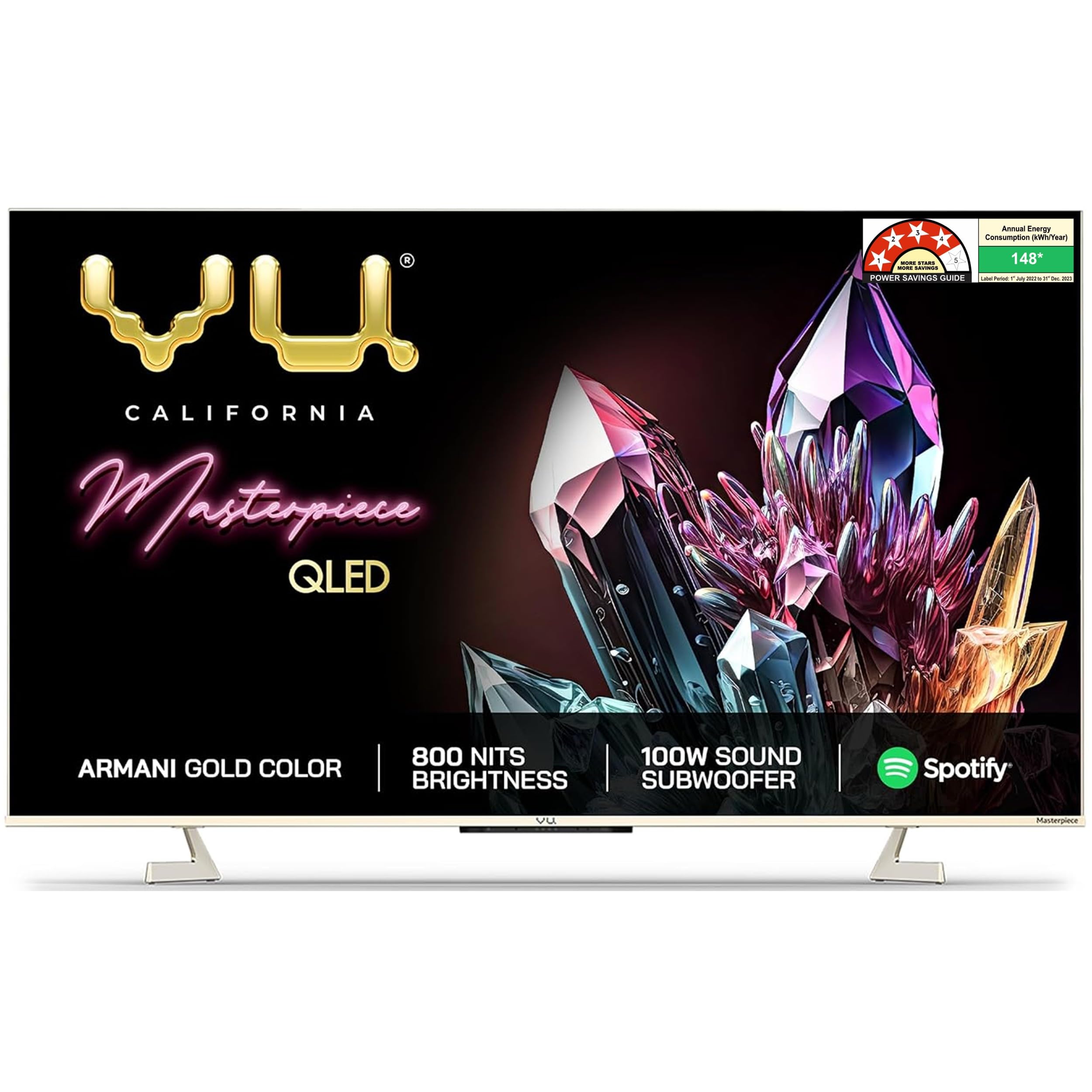 Vu 139 cm (55 inches) The Masterpiece Glo Series 4K Ultra HD Smart Android QLED TV 55QMP (Armani Gold) (2022 Model) | Built in 4.1 Speaker