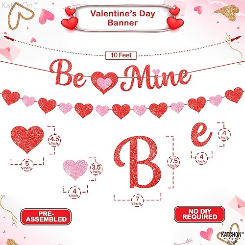 Miniatura 2 de KatchOn, Decoración de San Valentín con texto en inglés Be Mine  Fieltro no requiere bricolaje  Decoración de San Valentín con purpurina para