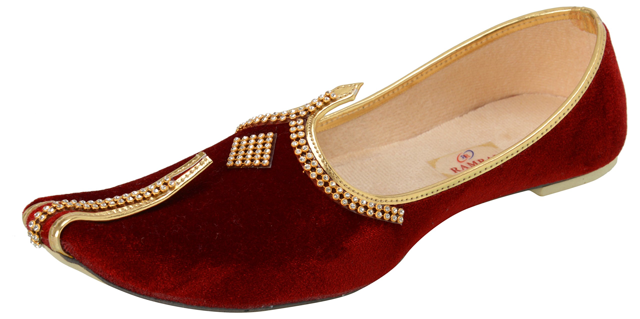 Ramraj Men's Ethnic Maroon Velvet Jutti,Mojari-image-49