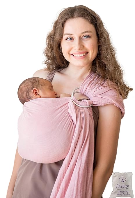 Baby Sling and Ring Sling 100% Cotton Muslin Infant Carrier Ring Sling Baby Carrier Front and Chest Newborn Carrier Baby Carrier Wrap Rose Color