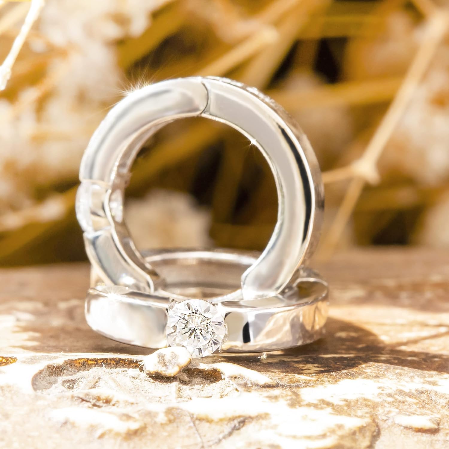 1/4 cttw Lab Grown CVD Diamond Moissanite or Cubic Zirconia Huggie Hoop Earrings for Women in 925 Sterling Silver and 10K White Gold