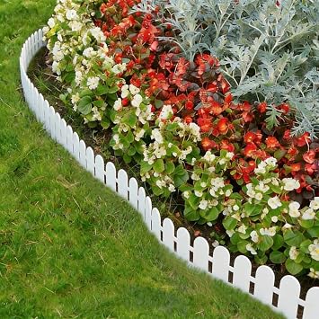 Landscape Edging 20FT,5.5IN High Landscape Edging,Garden Edging Border with 30Spikes, Flexible Plastic for Flower Beds, Lawn, Yard & PathwayDurable Garden Edging Kit(White)