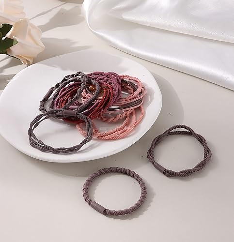 Miniatura 6 de Svovin 50 ligas para el cabello bohemias para mujer, lindas pulseras de cola de caballo elásticas para el cabello