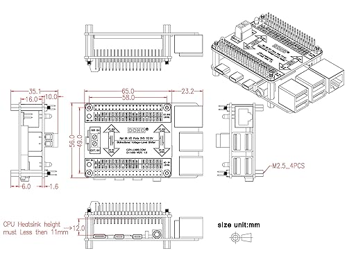Miniatura 5 de RPi 3.3V a 5V 26 ES Módulo de cambio de nivel de voltaje bidireccional para Raspberry Pi, convertidor de nivel lógico