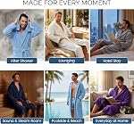PJGGZ Men's Bathrobe with Hood, Soft Long Towel Robe for Men - Super Absorbent Quick Dry yet Warm