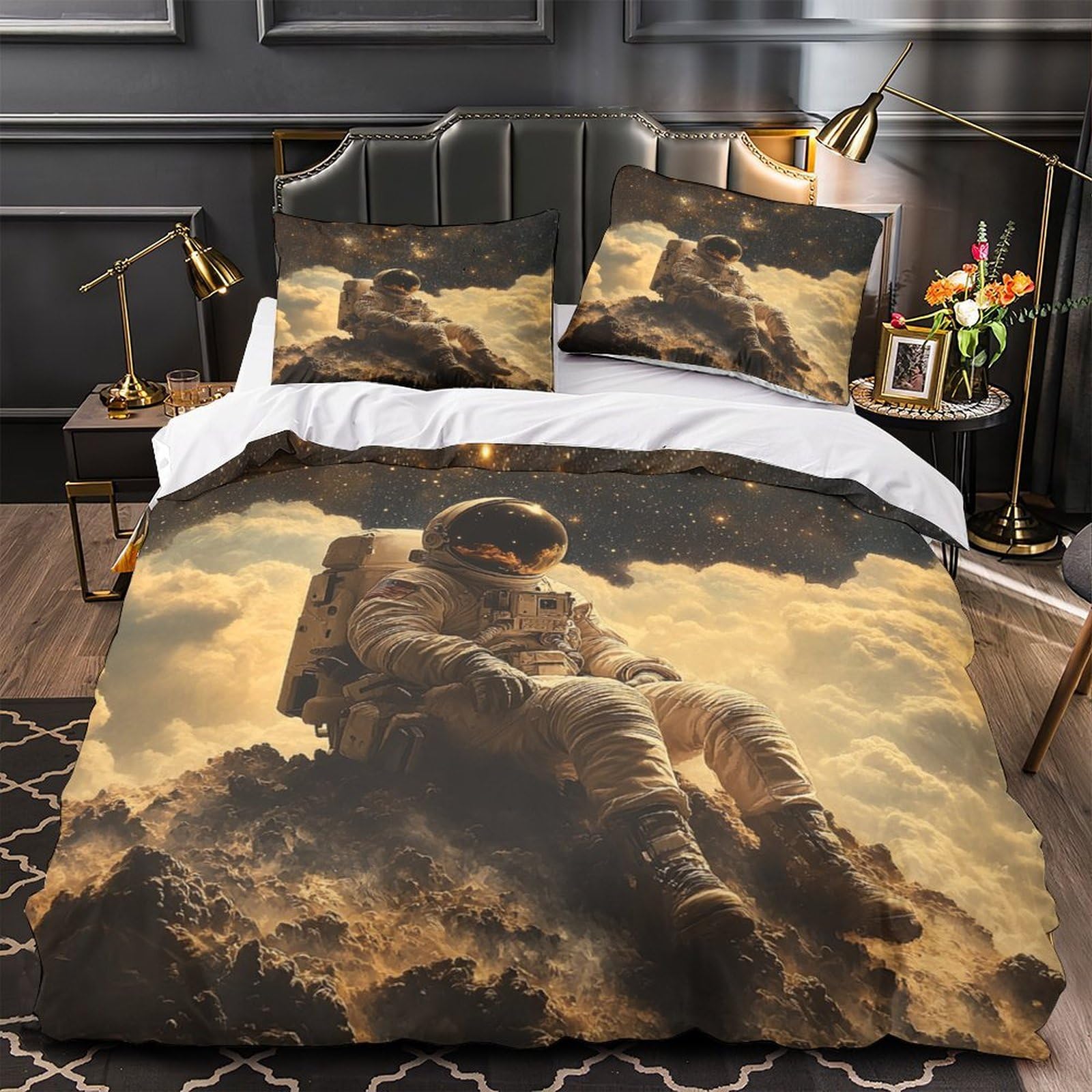 Drap de couette astronaute assis idéal pour transformer la chambre d'enfant en station spatiale