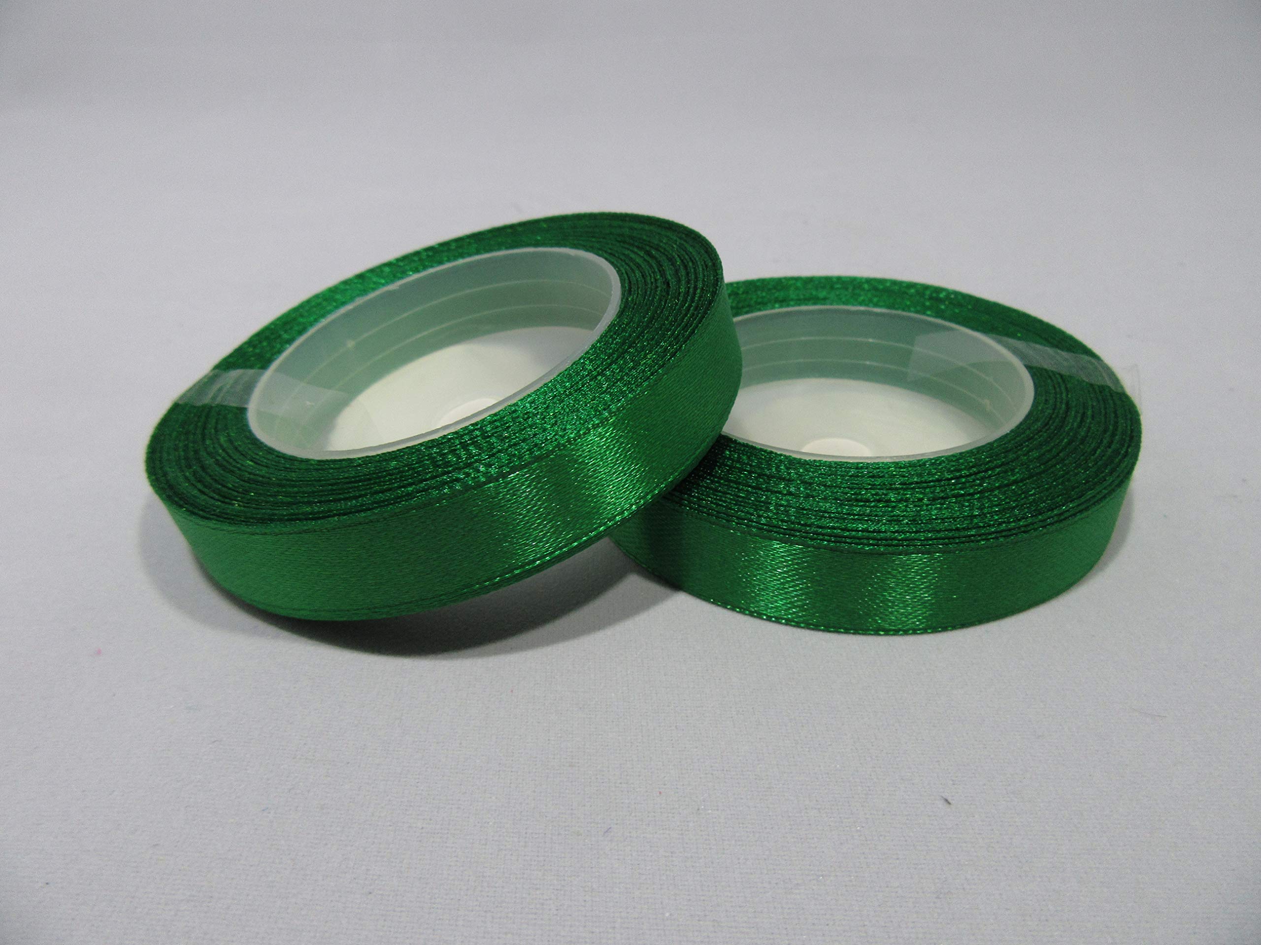 2 Full Roll Reels of 12mm x 13 metres 1 Satin Ribbon Emerald Green 12 mm