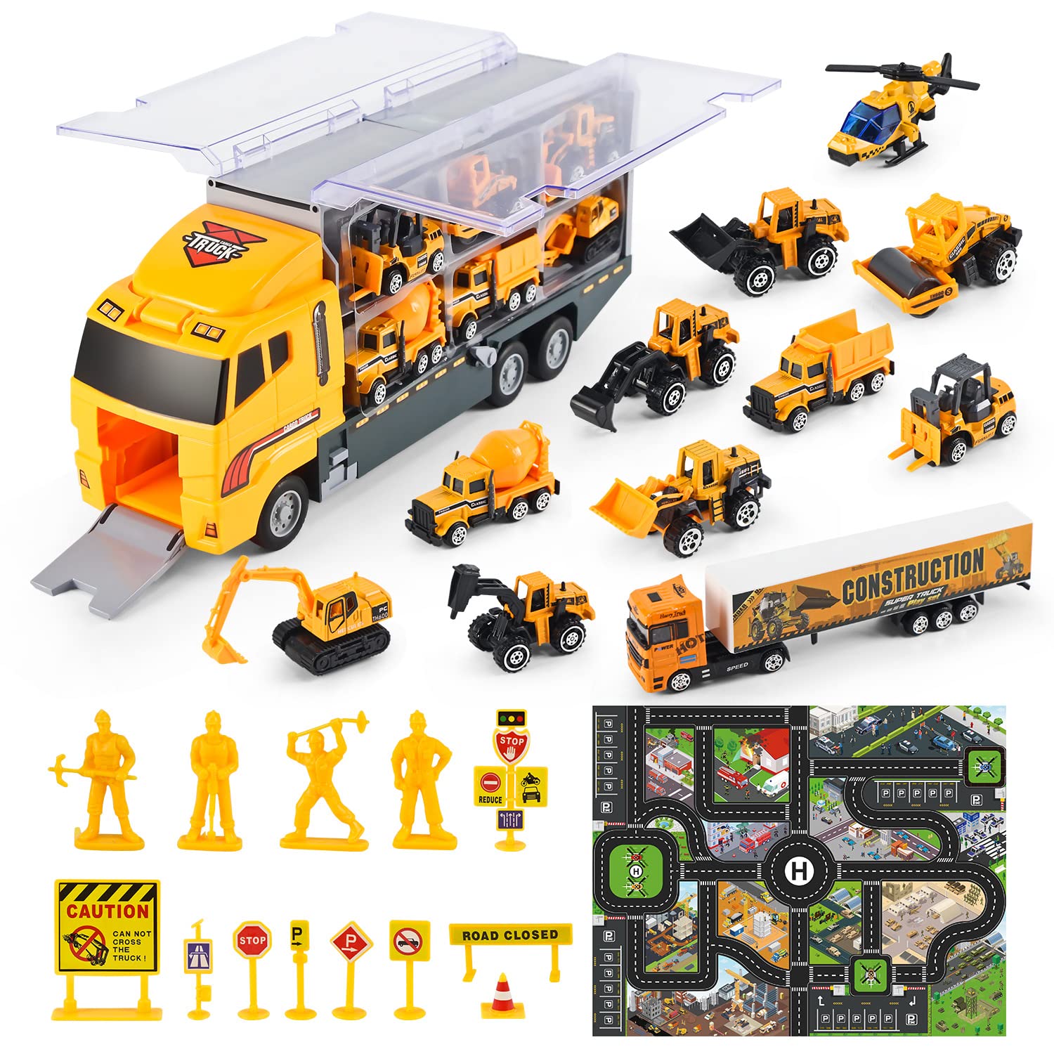 Buy Manrock 26 in 1 Construction Vehicle Set for Kids Toddlers Carrier