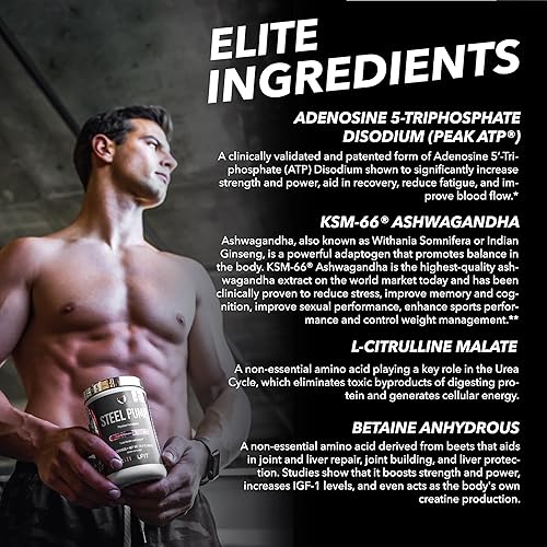 Miniatura 4 de SteelFit Steel Pump - Bebida avanzada en polvo para antes del entrenamiento, 30 porciones, polvo de preentrenamiento de máximo rendimiento y