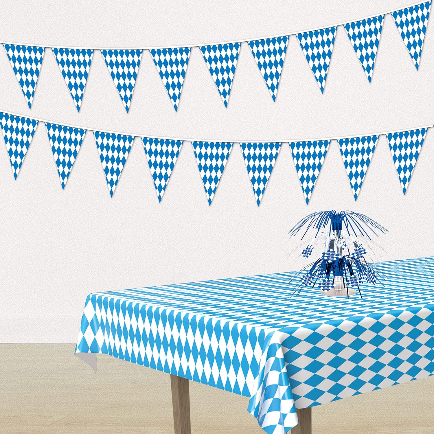Beistle Plastic Oktoberfest Bavarian Pennant Banner For German Theme Party Supplies