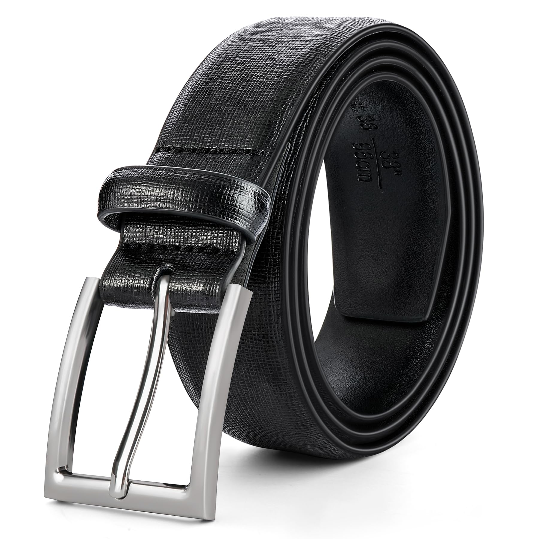 LCG LUCHENGYI Mens Casual Leather Dress Belt Classic Belt with Single Prong Buckle for Jeans Pants Work and Business