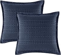 Vista 39 de PHF Fundas de almohada con tejido de gofre de 24" x 24", paquete de 2, funda de almohada cuadrada 100% algodón para decoración de ropa de cama, sin