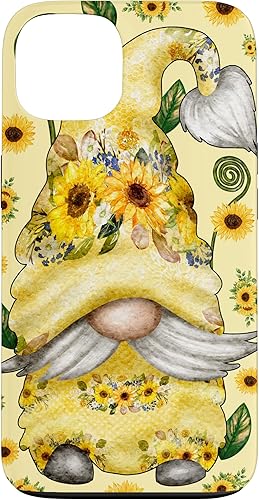 iPhone 13 Gnomo de girasol único para primavera y verano lindo patrón caso