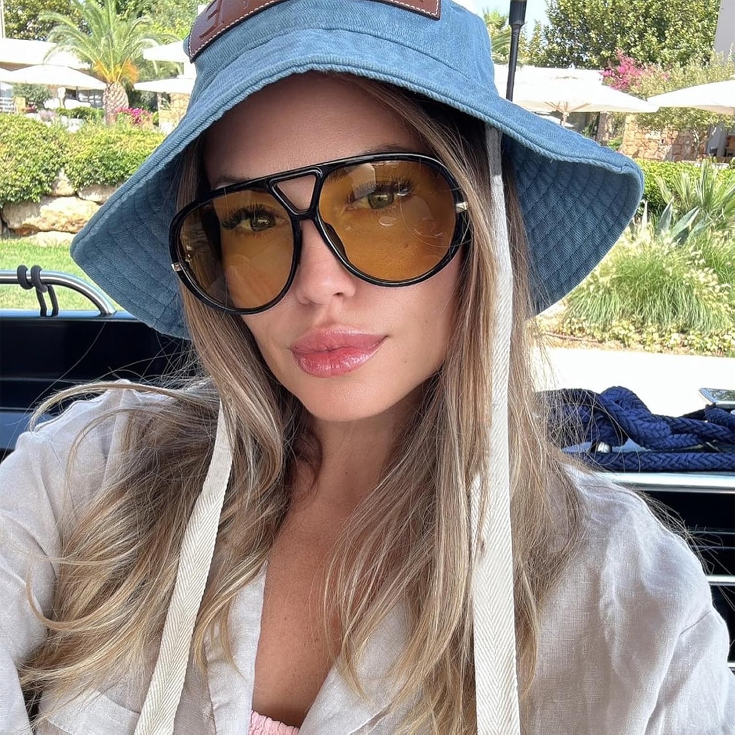 Oversized Aviator Sunglasses with Earring for Women Large Big UV400 Protection Designer 2025 Ladies Shades - Image 2