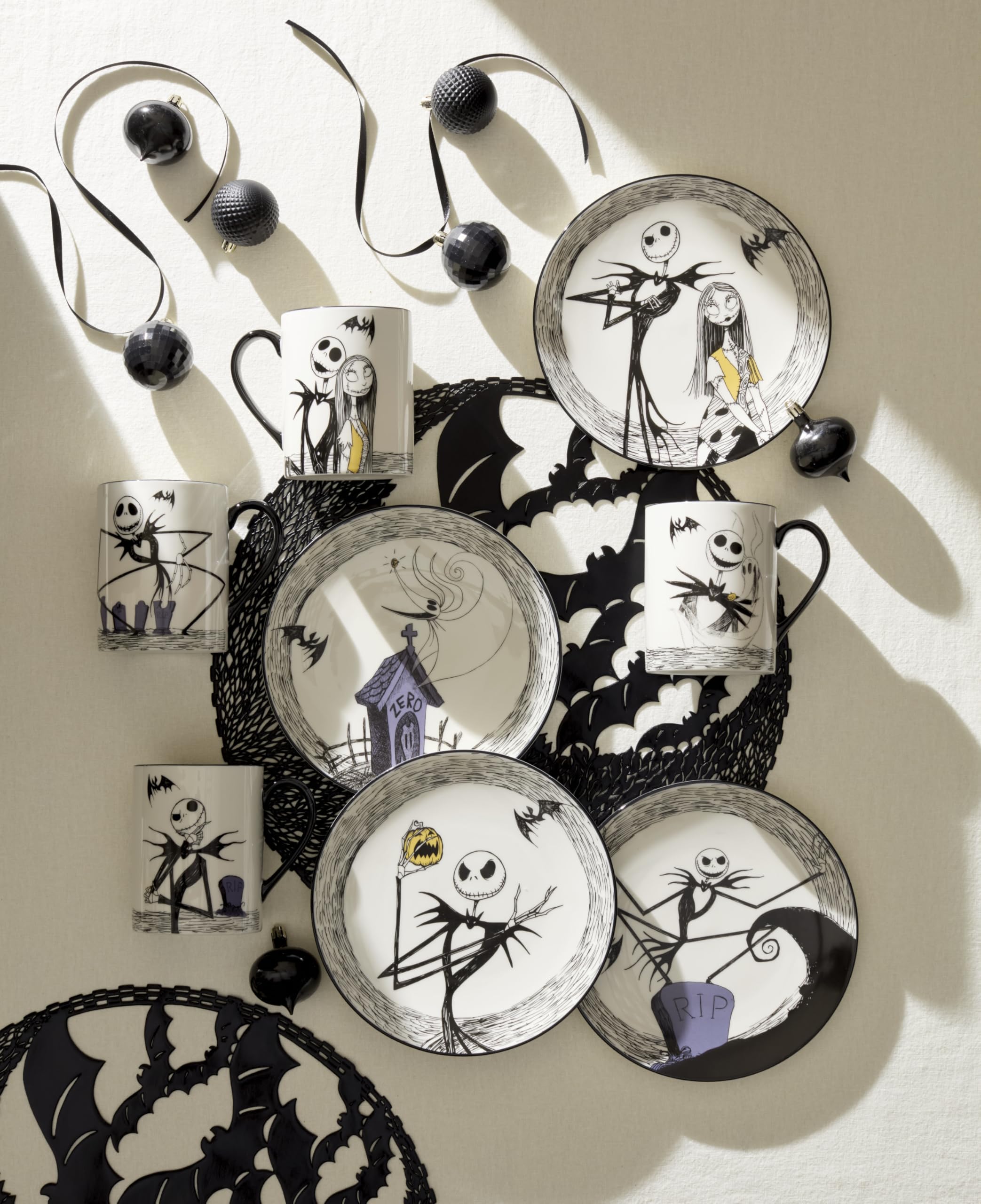 Lenox Nightmare Before Christmas Porzellan-Tassen-Set für 4 Personen | Spülmaschinenfest, mikrowellengeeignet, Geschenk für Nightmare Before Christmas-Fans, 11,4 cm, 473 ml, Kaffeetasse