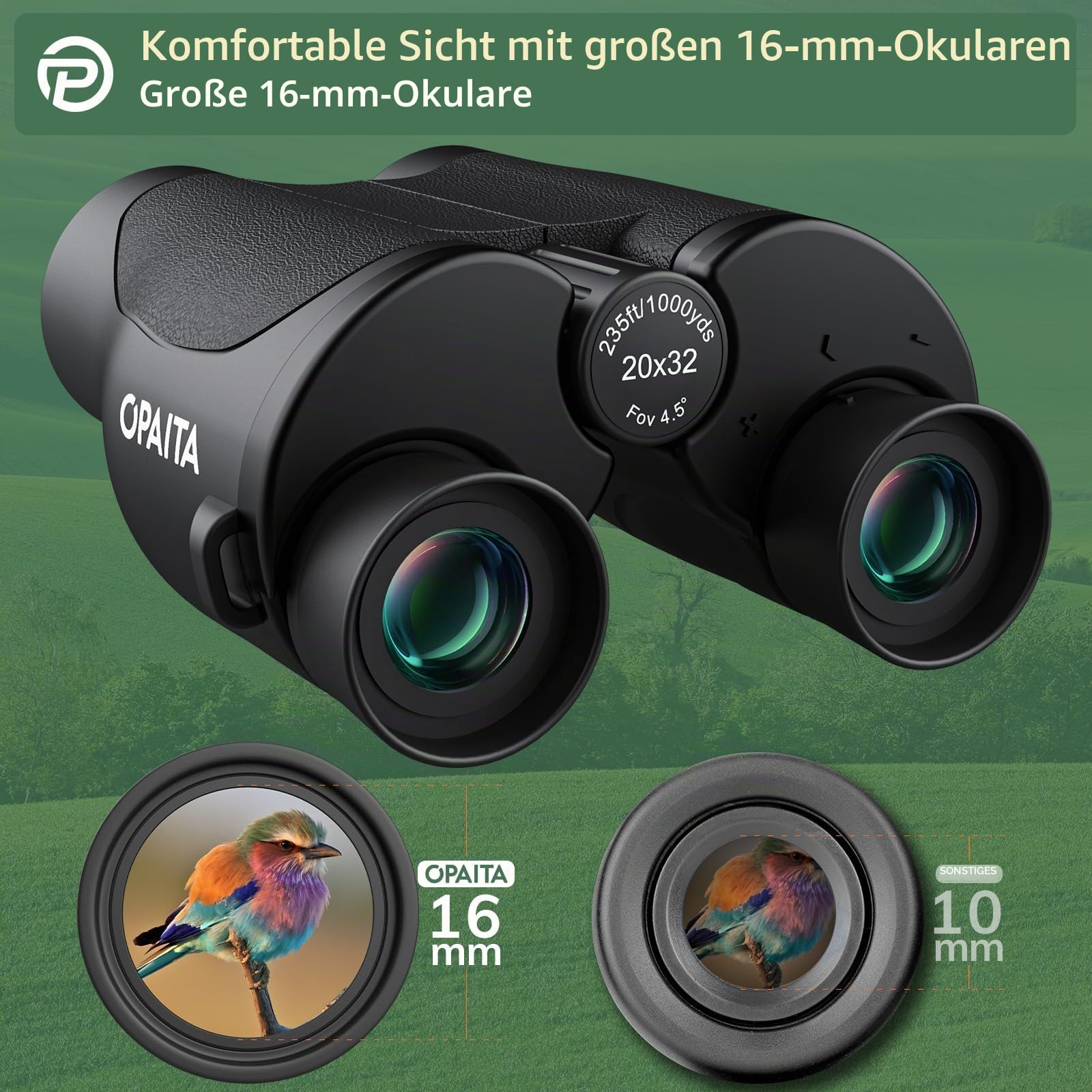 Kompaktes Fernglas für Erwachsene, Hochleistungsfernglas, 20x32 Mini-Fernglas für Erwachsene und Kinder mit Sicht bei schwachem Licht, ideal für Jagd, Kreuzfahrten, Reisen, Konzerte, Wandern