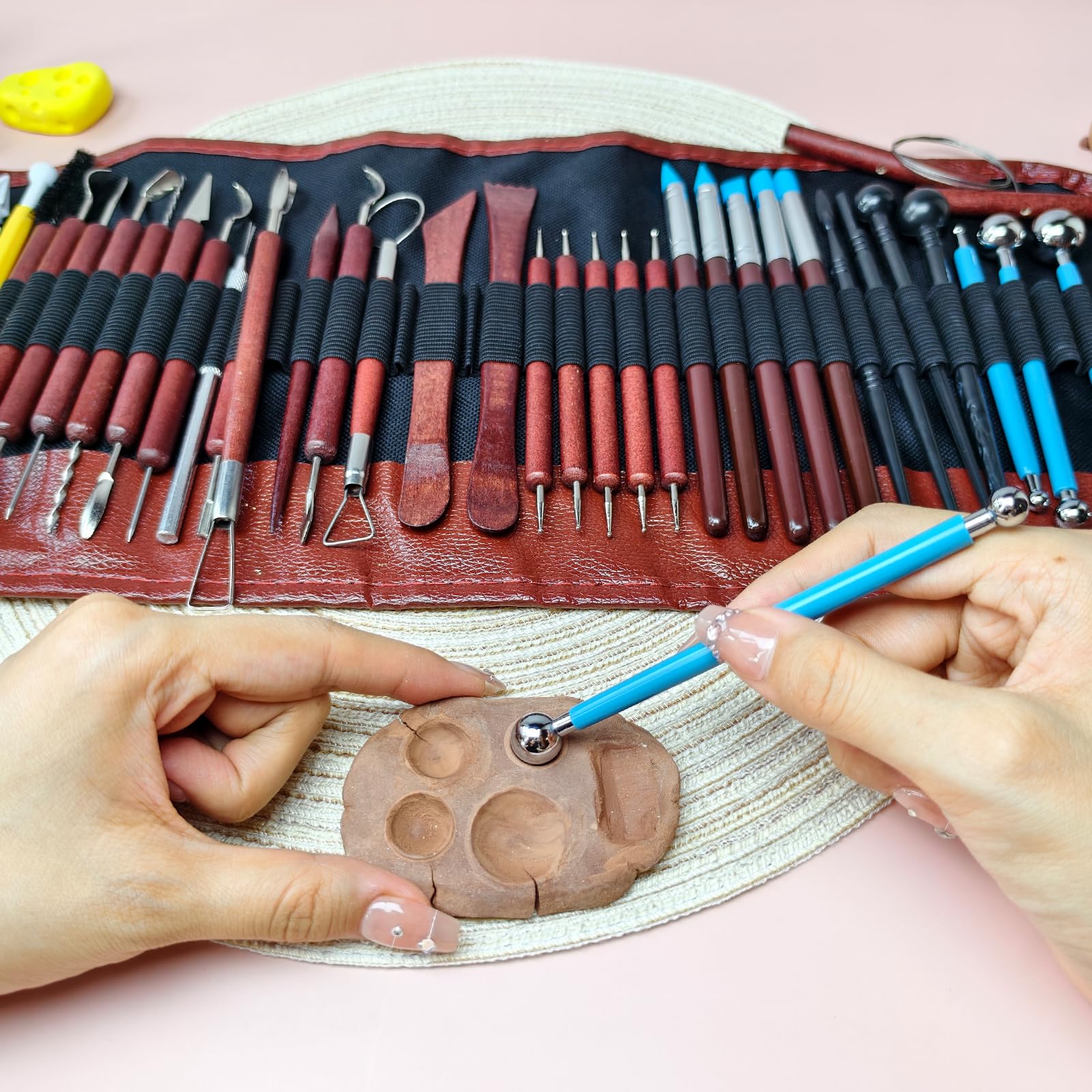 48PCS Pottery Tools Kit for Sculpting, Clay Carving Tools, Ceramic Tools for Polymer Clay, Modeling, Trimming, Molding, Shaping, Pottery Kiln, Arts Crafts Supplies, Adults, Students, Beginners, Pros
