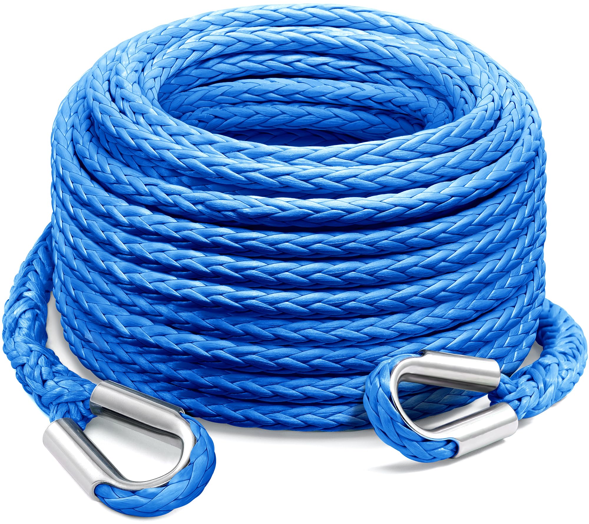 Kolvoii Extensión de cuerda de cabrestante de 3/8 pulgadas x 92 pies, 26.4 libras, línea de cable de extensión sintética para vehículos todoterreno, ATV, UTV, camión, etc. (azul)